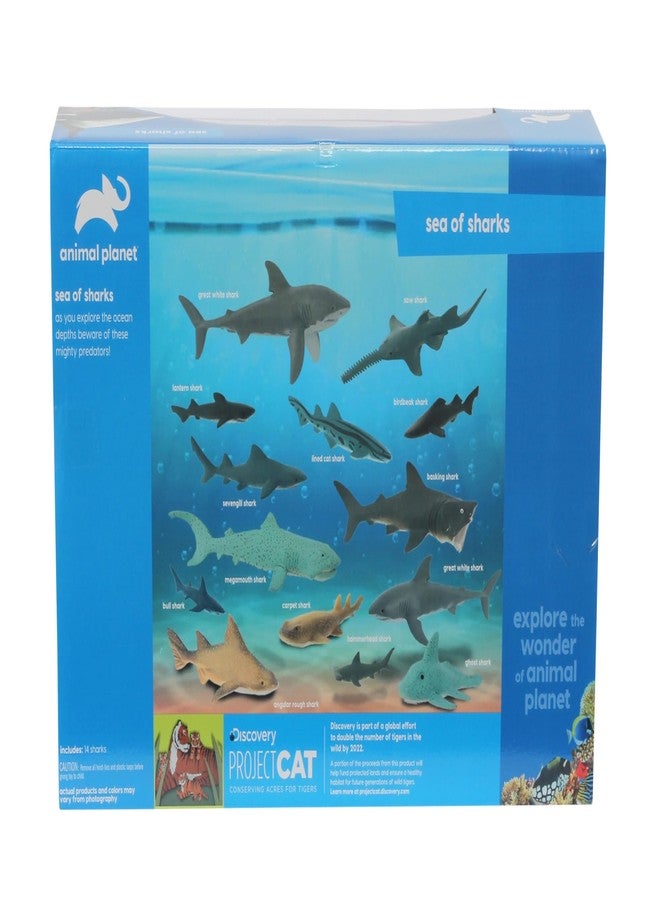 أنيمال بلانيت مجموعة ألعاب "بحر أسماك القرش" من أنيمال بلانيت - مجموعة مكونة من 14 قطعة من مجسمات أسماك القرش، تضم القرش الأبيض الكبير، وقرش المطرقة، وقرش ميغاموث، وغيرها، للأطفال من عمر 3 سنوات فما فوق. - Image 5